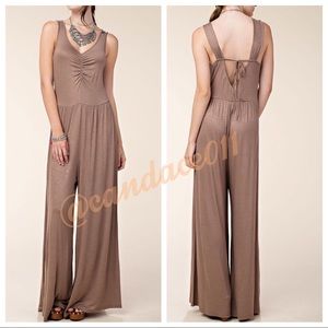❤️SALE!❤️ Mocha Cross-back Wide Leg Jumpsuit